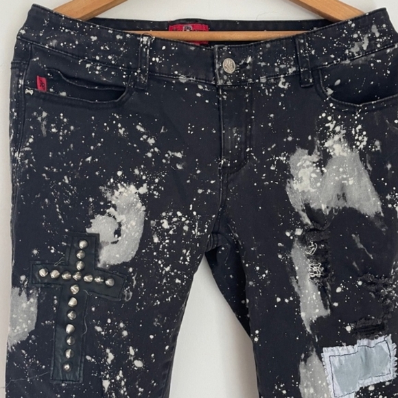 Tripp nyc sister brand royal bones super punked out radass bleach splatter jeans - Picture 3 of 8